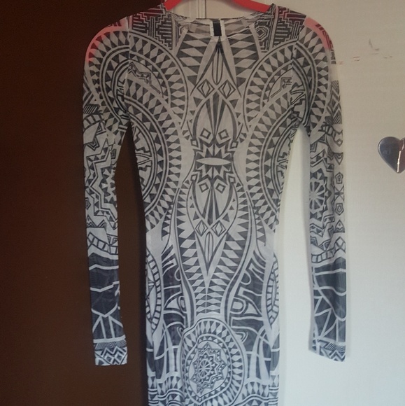 GoJane Mesh Sheer Aztec Print Bodycon Dress - Picture 3 of 4